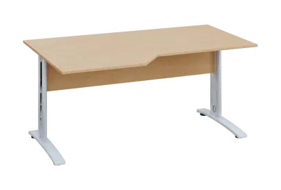 EZK 18 - 166 stůl kancelářský, rohový, levý, kovová podnož bílá, deska 18 mm, široký 1600 mm, bříza irská